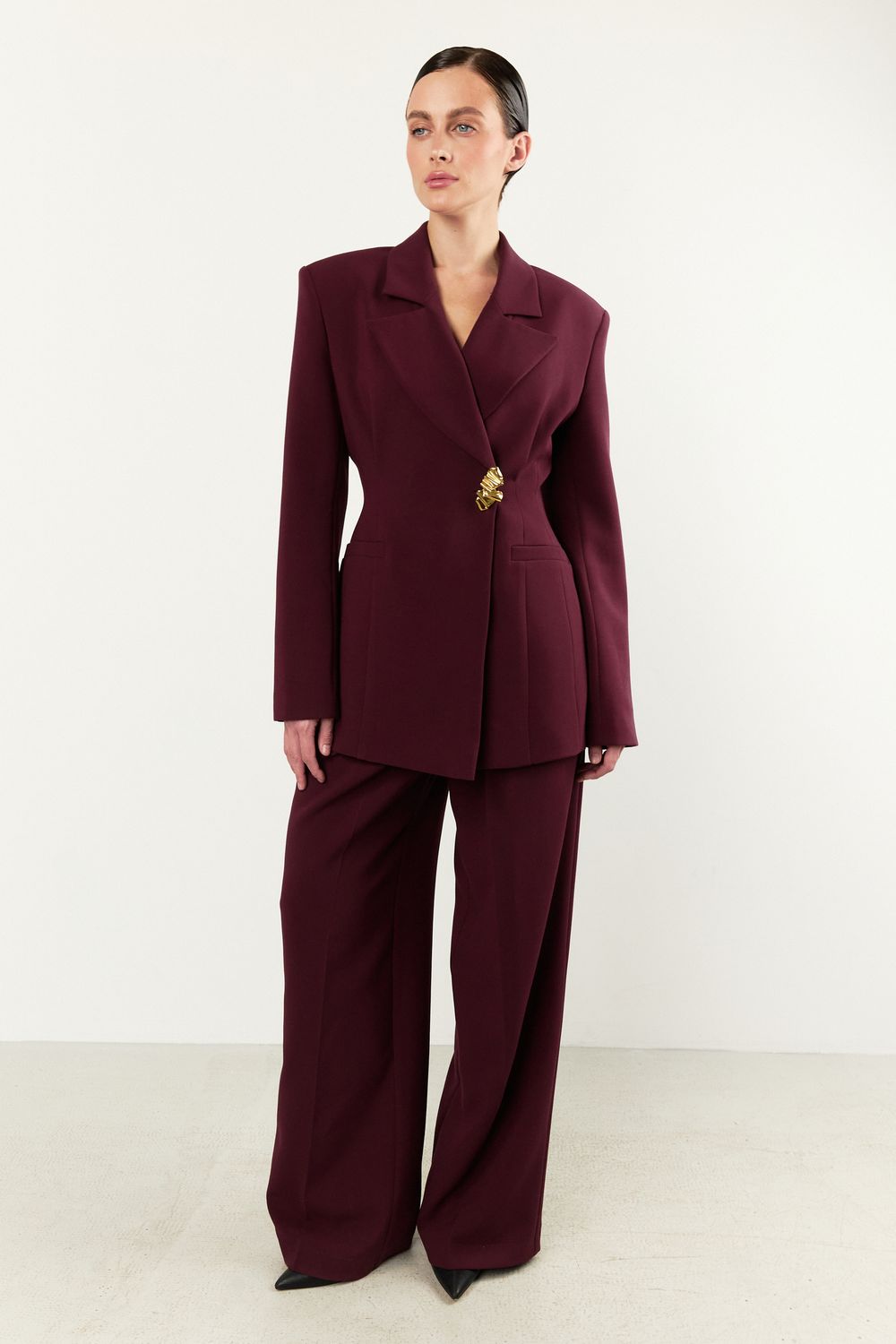 Брюки-палаццо бордовые