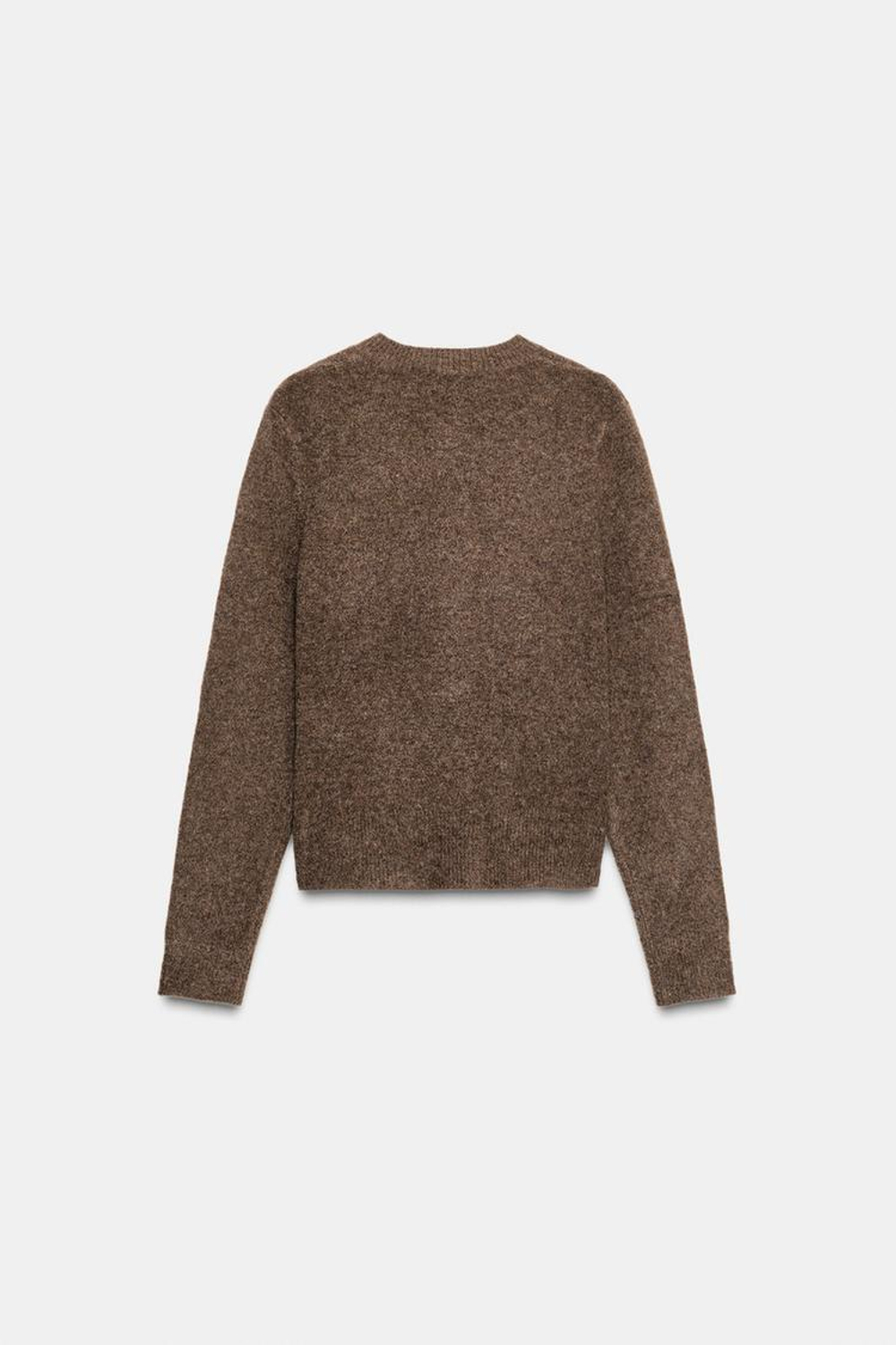 ZARА ТРИКОТАЖНЫЙ КАРДИГАН С ОБТЯЖНЫМИ ПУГОВИЦАМИ, ТЕМНЫЙ СЕРО-КОРИЧНЕВЫЙ