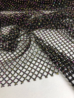 Сетка плетеная, черная стразы AB