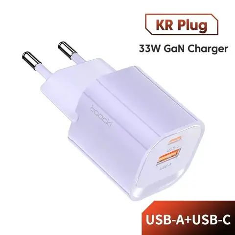 Адаптер питания Toocki 33Вт (Type-C + USB-A) Фиолетовый