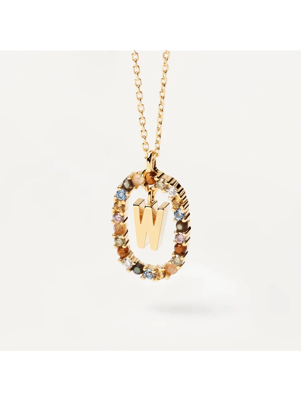 Колье Буква W серебро 925 пробы покрытое золотом