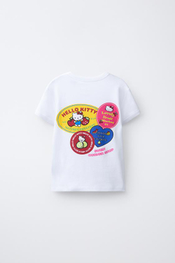 ZARA ФУТБОЛКА СТИКЕРЫ HELLO KITTY ©, БЕЛЫЙ