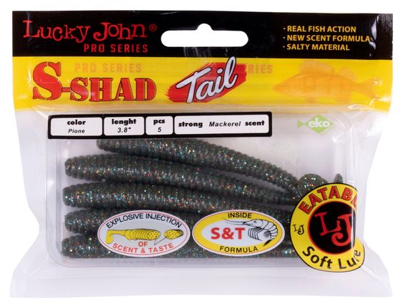 Виброхвосты съедобные LJ Pro Series S-SHAD TAIL 3.8in (9,6 см), цв. F08, 5 шт.