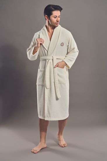 7260 Халат мужской махровый Nusa Bukle 3XL кремовый с воротником
