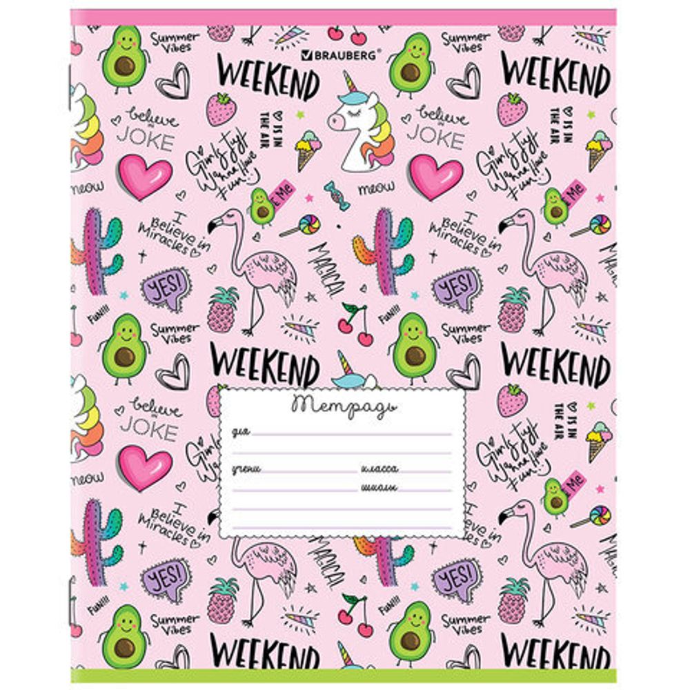 Тетрадь 24 л. BRAUBERG линия, обложка картон, "ЯРКИЙ МИКС", 106488, 5шт