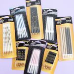 Свечи Золотые звезды, Черный, Металлик, 0,5*6 см, 6 шт. с держат.