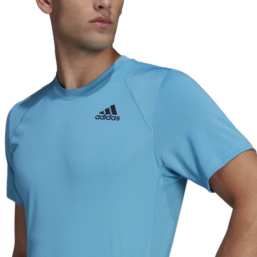 Мужская теннисная футболка Adidas Club Tee - sky rush/black
