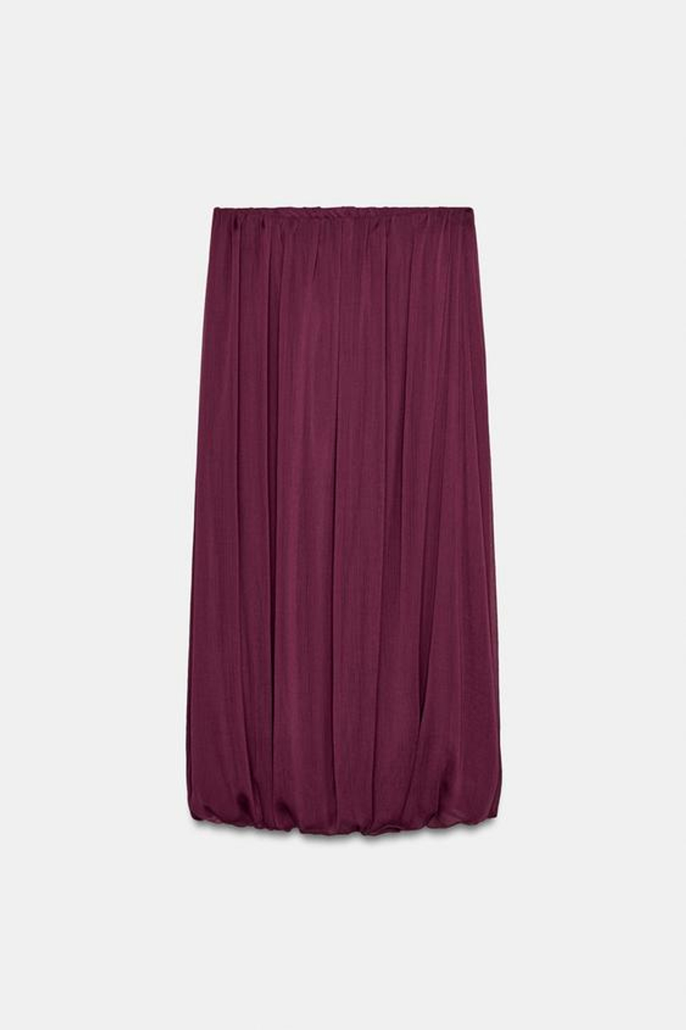 ZARA ЮБКА МИДИ С ОБЪЕМНЫМ ПОДОЛОМ, БОРДОВЫЙ