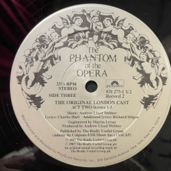 Винтажная виниловая пластинка LP Andrew Lloyd Webber The Phantom Of The Opera Призрак Оперы Мюзикл (USA 1987)