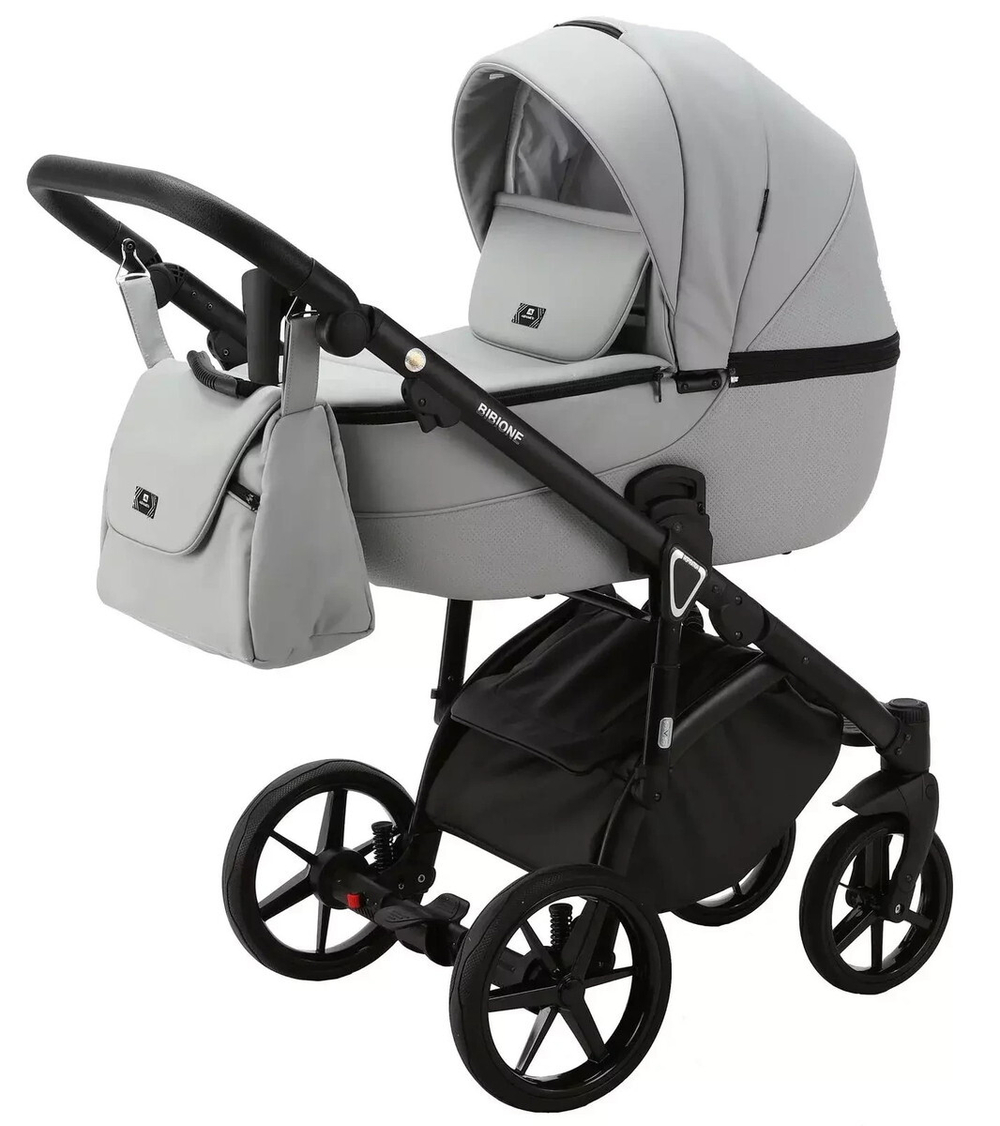 Детская коляска Adamex Bibione Deluxe 3 в 1 BI-SA03 (СВ.СЕРАЯ КОЖА)