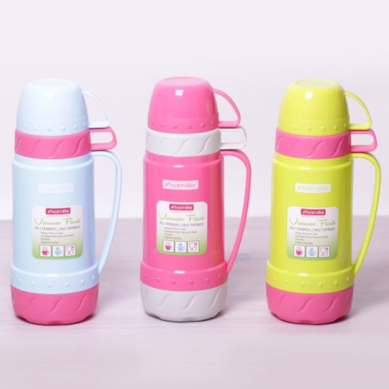 Термос 600 мл пластиковый со стеклянной колбой (2 чашки) Kamille