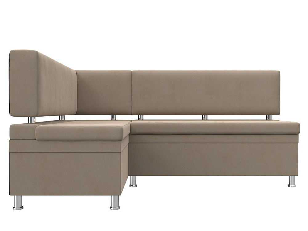 Диван кухонный угловой Стайл левый угол, Бежевый, Велюр, 111658L