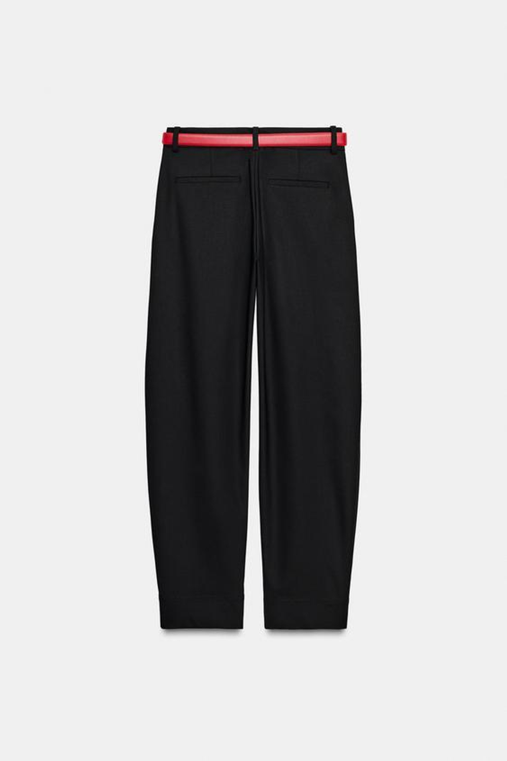 ZARA ПРЯМЫЕ БРЮКИ С РЕМНЕМ, ЧЕРНЫЙ