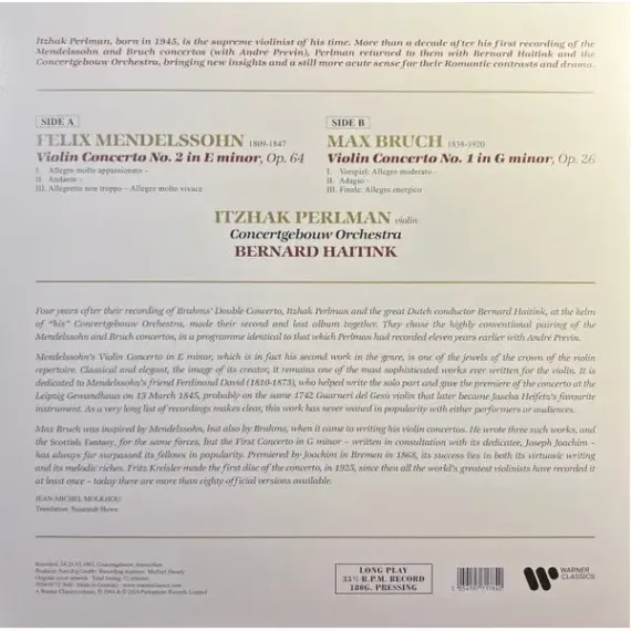Felix Mendelssohn-Bartholdy, Max Bruch - Violin Concertos - LP
