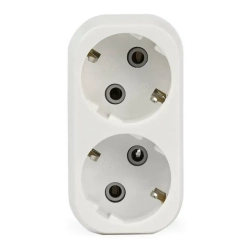 Разветвитель Smartbuy, 2 гнезда с заземлением плоский 16А 250B (SBE-16-A02-2z)