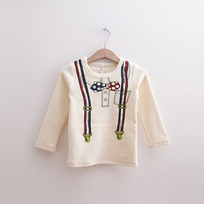 Лонгслив детский однотонный с контрастными принтами подтяжек