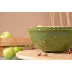 Миска зеленого цвета с рельефным узором Ягоды Тайги из коллекции Russian North, 2,5 л