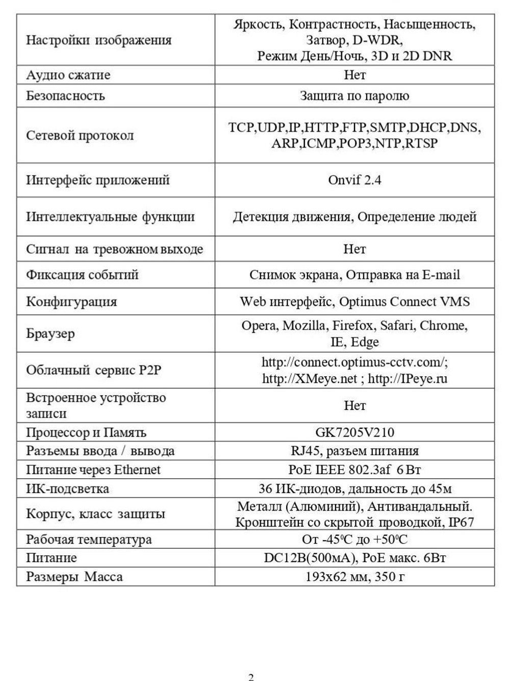 Видеокамера Optimus IP-S012.1(3.6)P_V.1