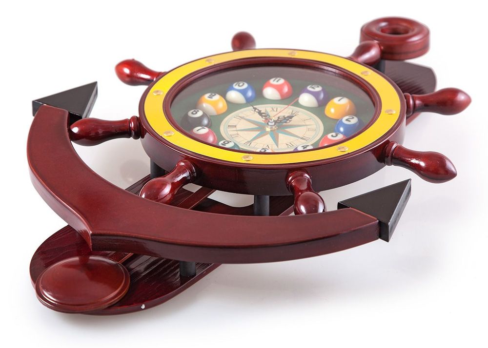 Часы настенные "Якорь" 40 см x 61 см, деревянные