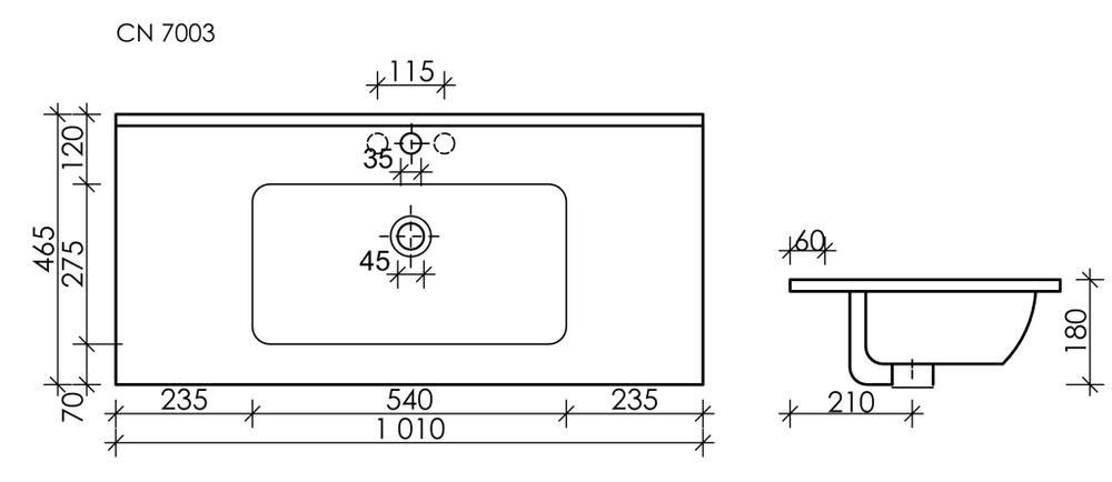 Раковина Ceramica Nova Element 100 см CN7003MB матовый черный