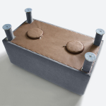 Банкетка с отделениями для тайного хранения и боковым карманом, без ящика, велюр Dream Grey (серый)