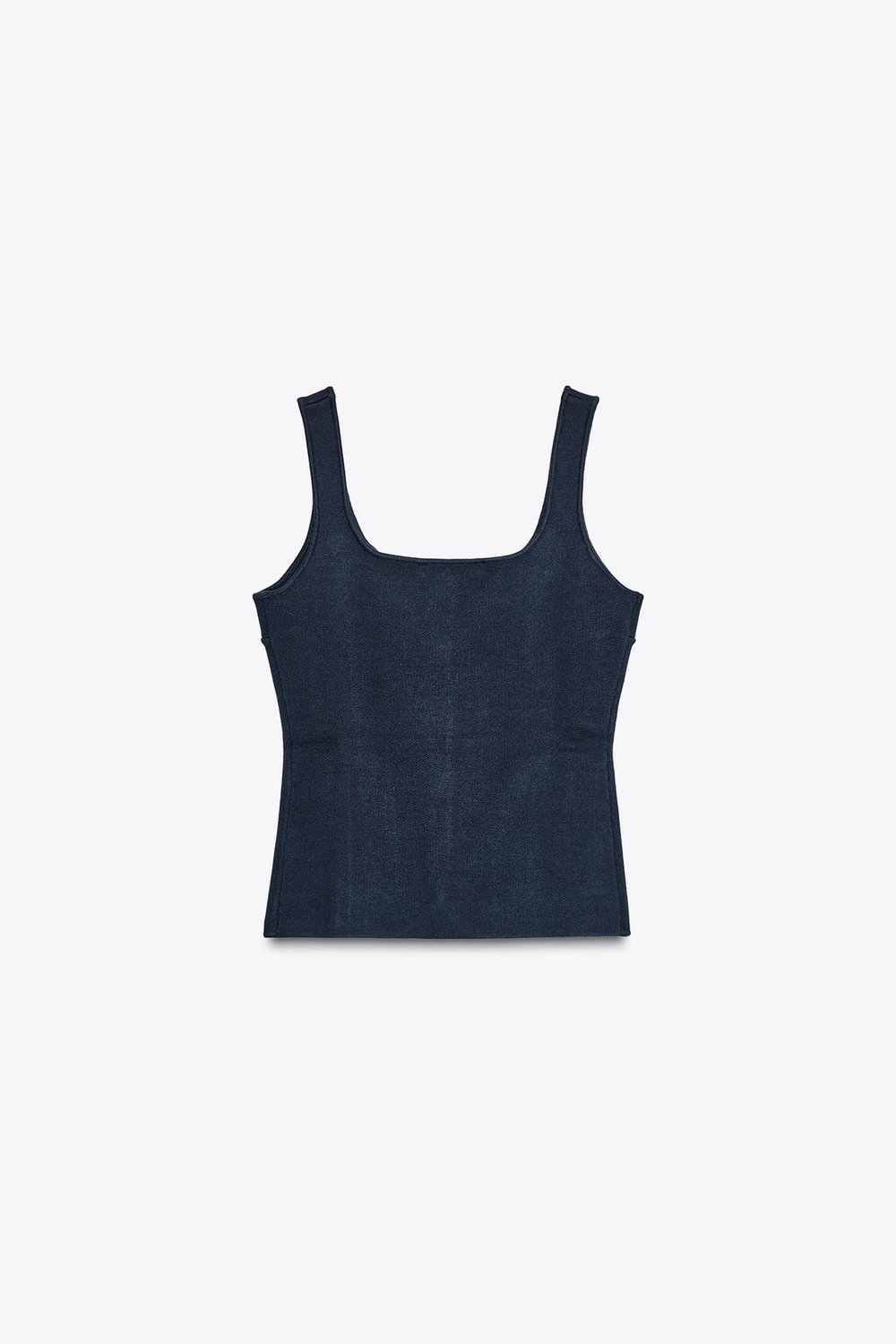 ZARA ОДНОТОННЫЙ ТРИКОТАЖНЫЙ ТОП-КОРСЕТ, МОРСКОЙ СИНИЙ