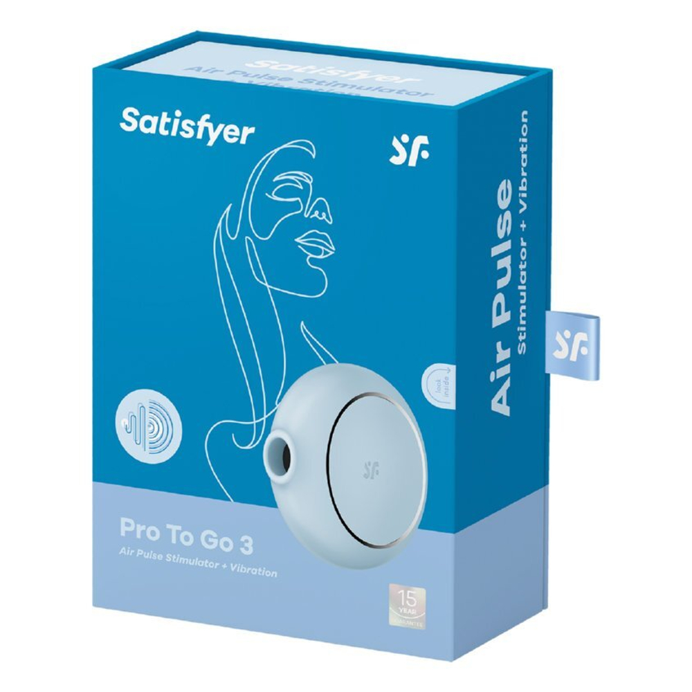Вакуумно-волновой стимулятор с вибрацией Satisfyer Pro To Go 3, голубой
