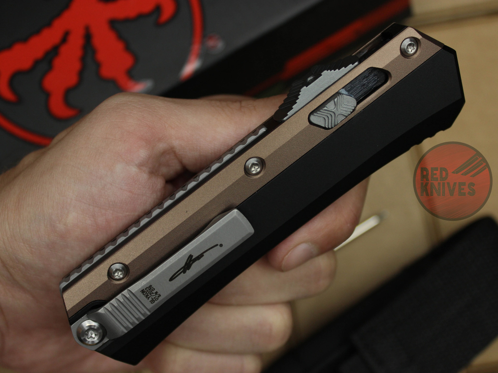 Нож Microtech 184-10 GLYKON BR Tanto T/E - коричневые вставки, клинок сатин танто
