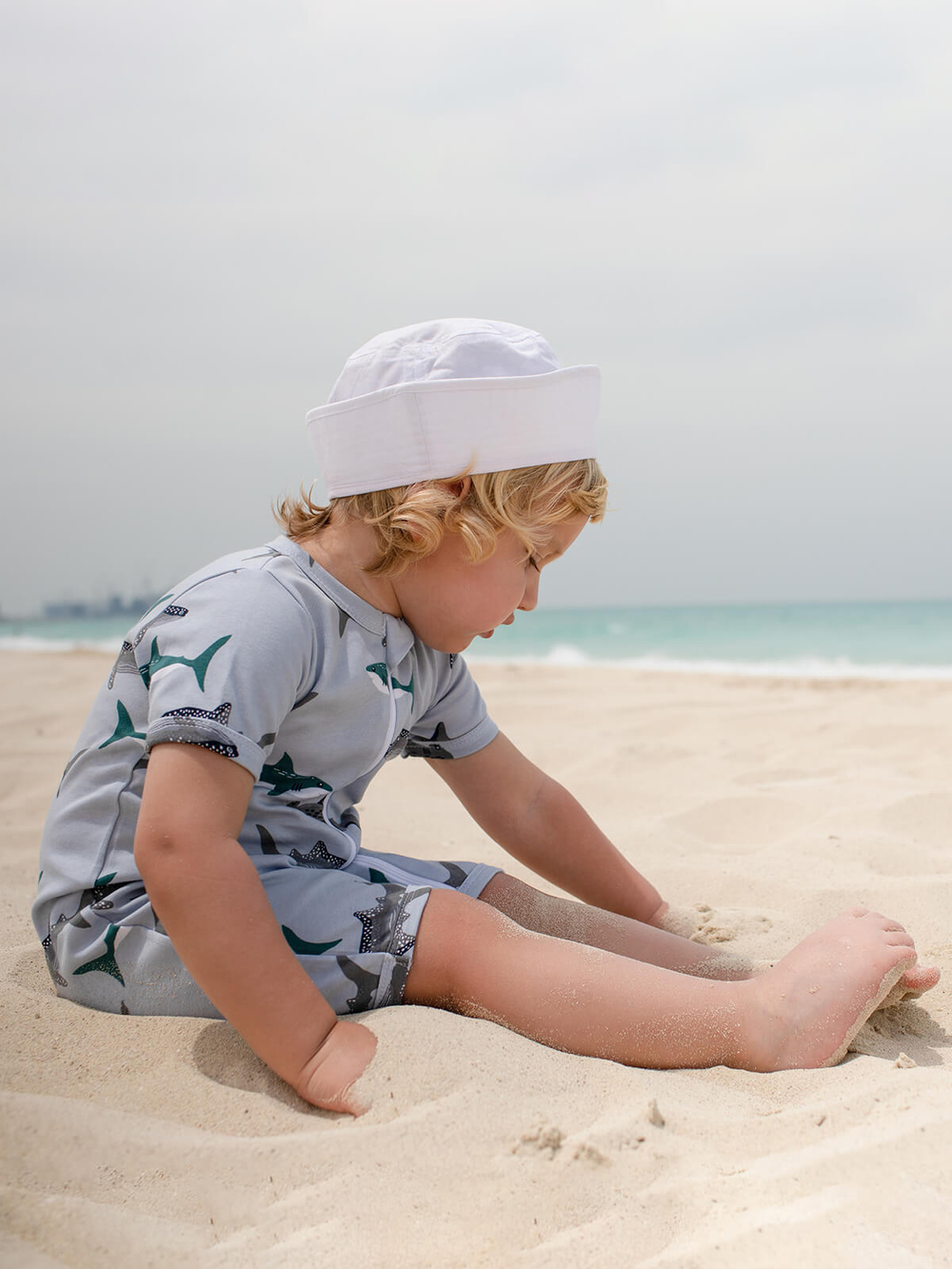 Песочник Mjölk Sleep and Play Акулы, уценка