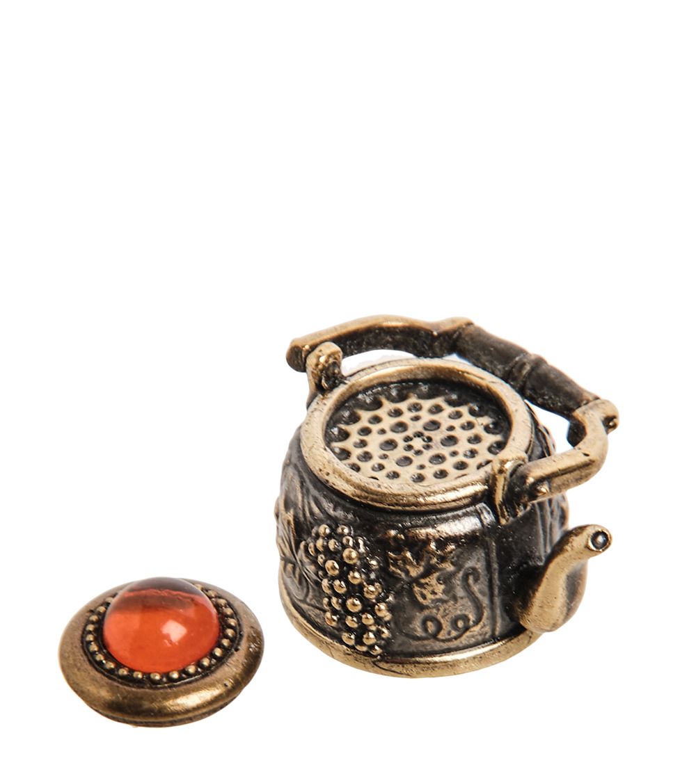 AM-1137 Наперсток «Чайник с крышкой» (латунь, янтарь)