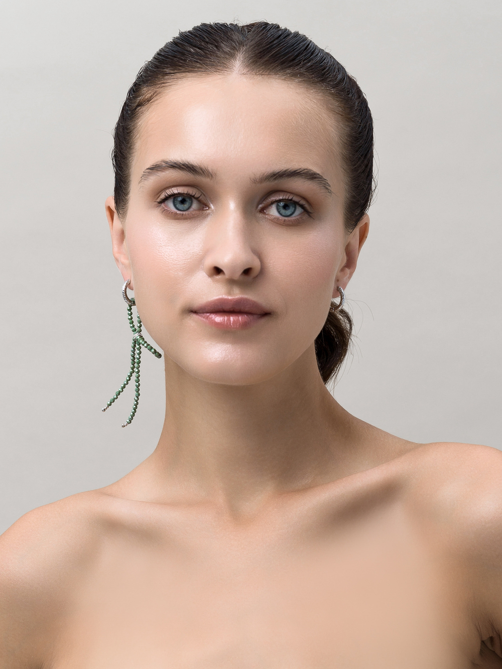 Серьги "Bow Green Zircon"