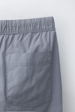 ZARA БРЮКИ STRAIGHT ИЗ ПОПЛИНА, ЛИНЯЛЫЙ СИНИЙ