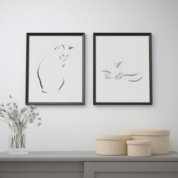 IKEA BILD  (ИКЕА БИЛД)  -  Плакат, эскиз кошки, 40x50 см