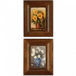 Картины "Букеты с пионами и мимозой"