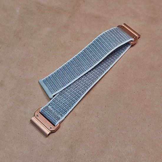 Ремешок QuickFit 20 мм нейлоновый для Garmin Fenix 7S, Fenix 6S, Fenix 5S, Instinct 2S, Epix Pro Gen 2 (42 mm) быстросъемный велкро (Серый, золото)