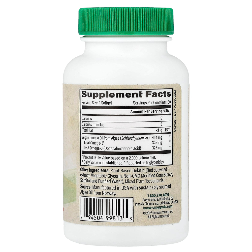OmegaVia, Веганские омега-3, 60 мягких таблеток