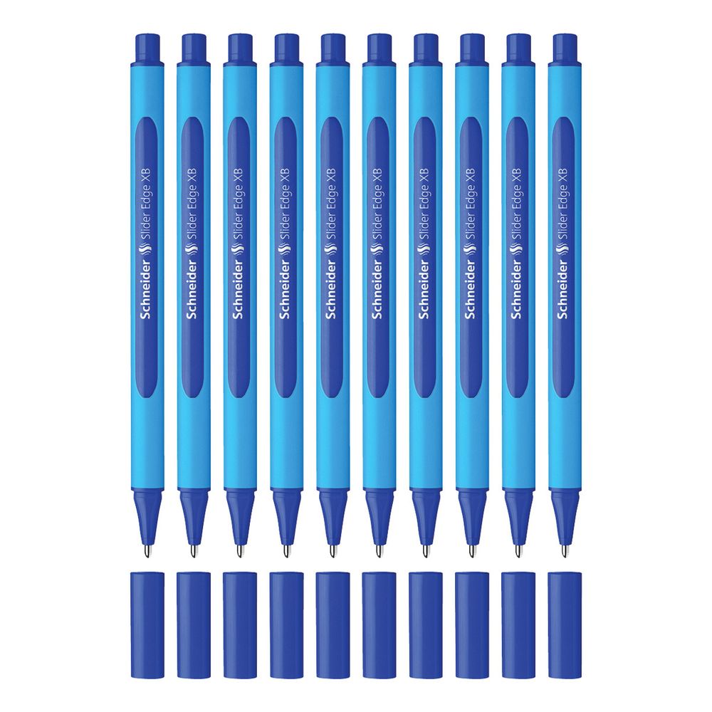 Набор Ручка шариковая Schneider Slider Edge XB синяя, 1.4мм, трехгранный корпус, набор 10 штук