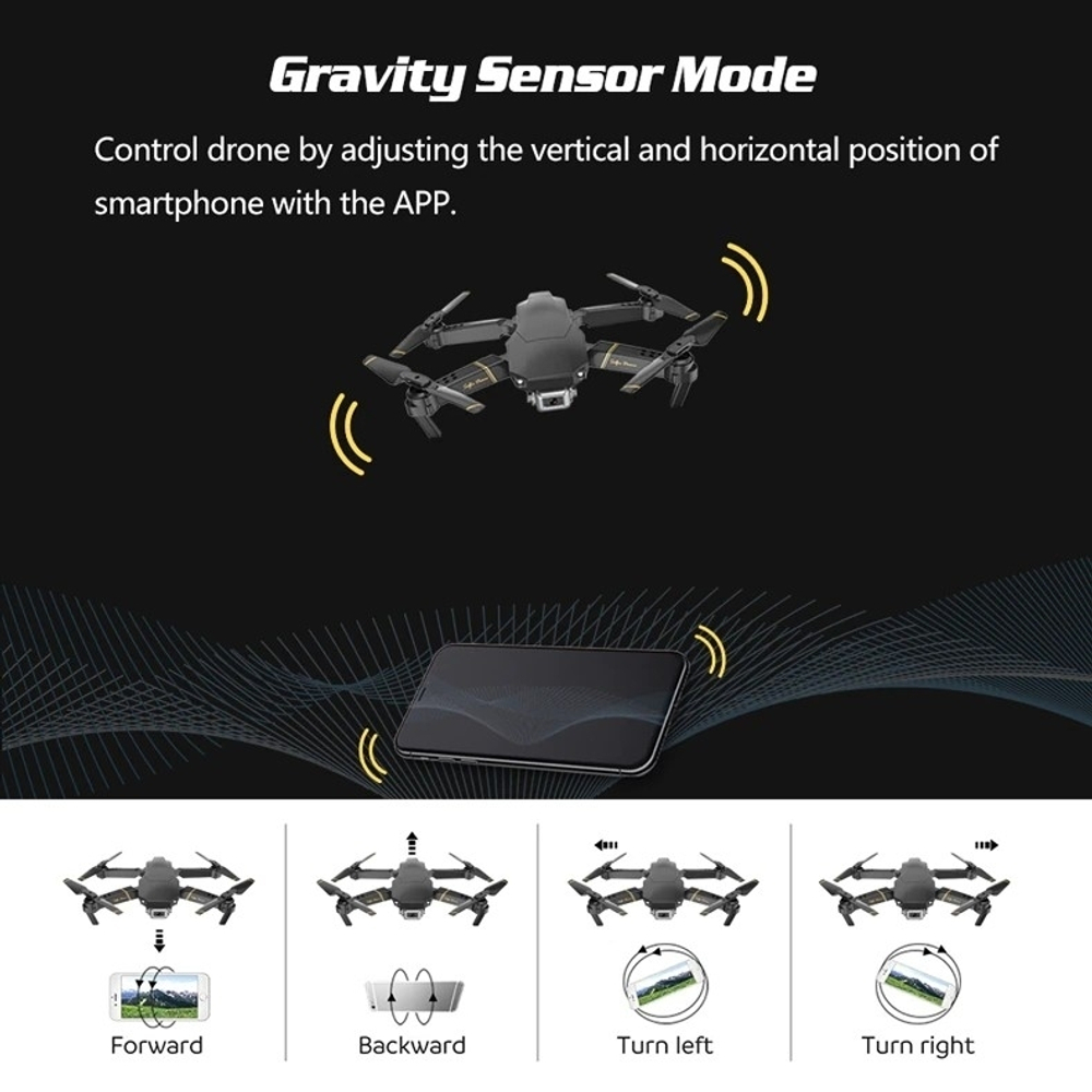 Квадрокоптер дрон радиоуправляемый с 4K камерой, WiFi FPV "GD89"