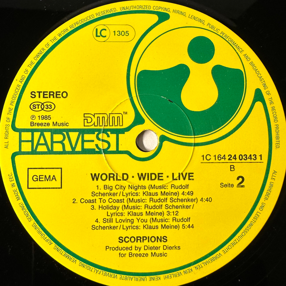 Scorpions - World Wide Live 2LP (Германия 1985г.)