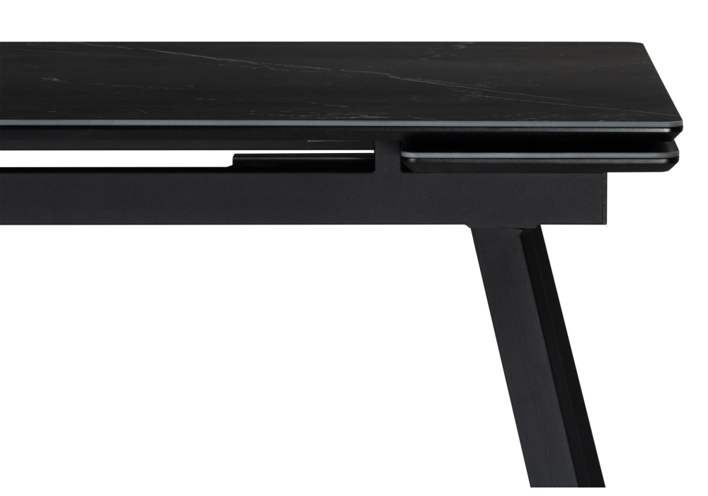 Керамический стол Woodville Норман 140(200)х80 черный мрамор shakespeare black, черный, ножки черные