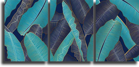 Модульная картина "Тропические зеленые листья"
