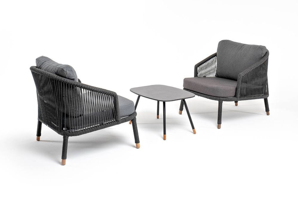 "Верона" лаунж-зона 5-местная плетеная из роупа (веревки), каркас алюминиевый темно-серый, роуп темно-серый