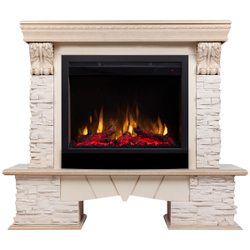 Электрокамин RealFlame Rockland Lux WT белый дуб с золотой патиной с очагом Saphir 25,5