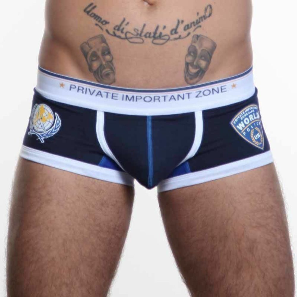Мужские трусы хипсы синие 4+ Private Important Zone 365 Police