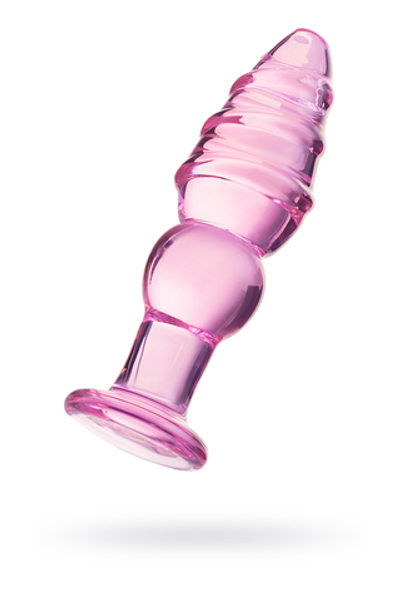Втулка анальная стеклянная розовая 13 см