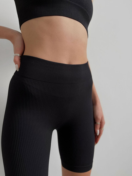 Велосипедки со средней посадкой в крупный рубчик Power Rib (Черный)