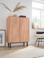 Комод деревянный 2 двери Виби 85х40х119 см из массива дуба на металлических ножках, в стиле лофт