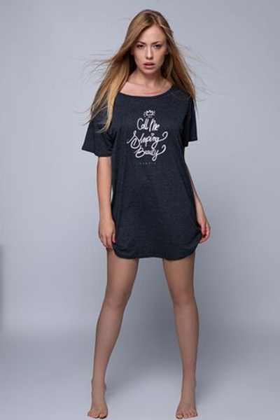 Коротенькая женская сорочка Call Me свободного кроя (Размер: S-M-L) (Цвет: темно-серый)