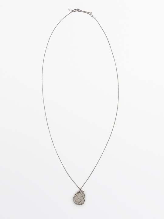 Massimo Dutti Колье с камнем, серебряный