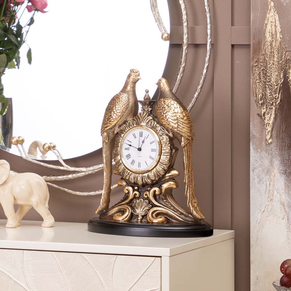 Часы настольные Павлины Бронза